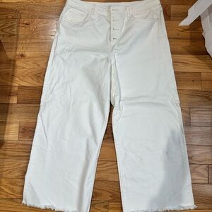 LOFT White Wide-Leg Crop Jeans Size 14
